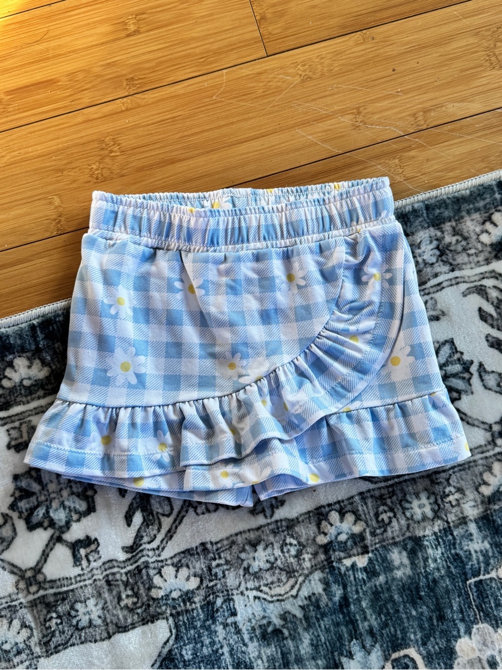 🧸 5+ FOR $3 EACH | Blue Gingham Daisy Ruffle Skort